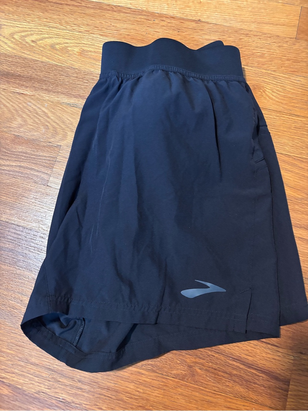 Brooks Black Men’s Athletic Running Shorts with Reflective Logo -5”